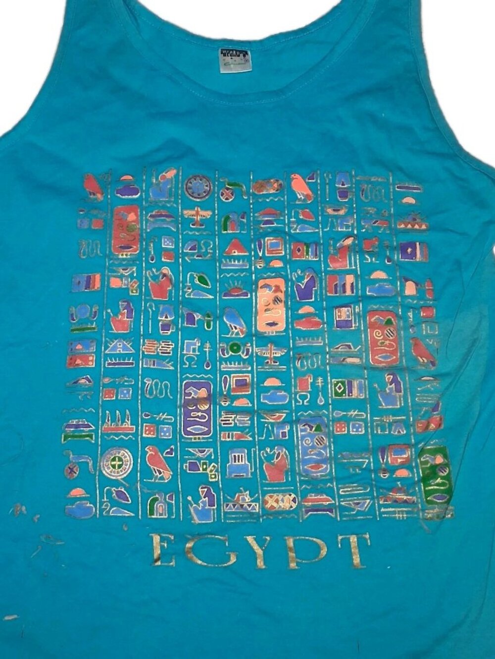 Vintage 90s Gap Egypt Graphic Tank Top Womens Medium Blue